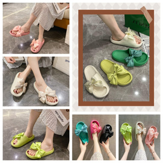รองเท้าแตะน่ารักผูกโบว์ 🎀 WMXB001 🎀 พื้นนิ่ม ใส่สบาย สไตล์เก…