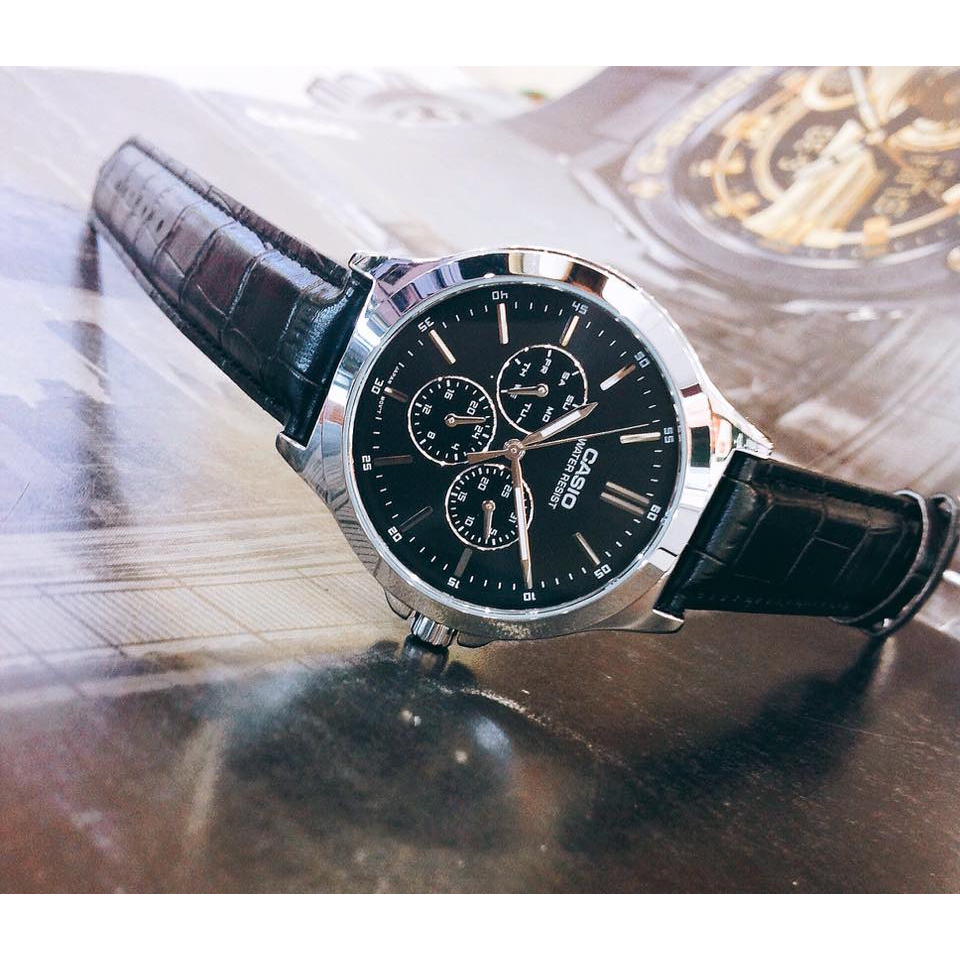 นาฬิกา Casio รุ่น MTP-V300L-1A และ LTP-V300L-1A นาฬิกาสายหนังสีดำ - สินค้าของแท้ 100% รับประกันสินค้า 1 ปีเต็ม