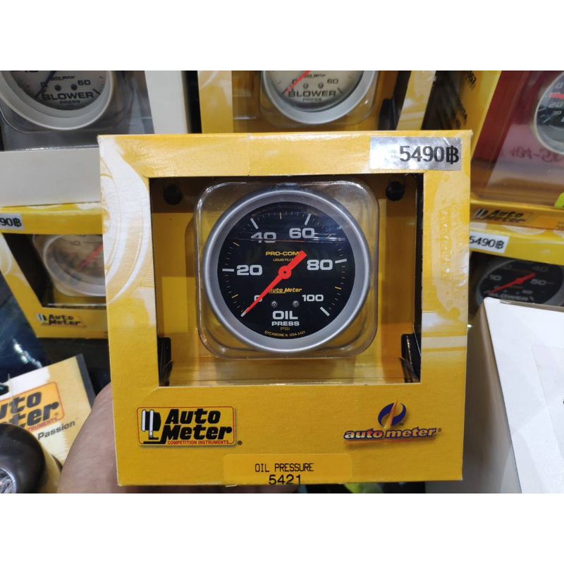 วัด Oil press ออโต้ มิเตอร์ แท้ Auto Meter USA หน้าน้ำมัน ดำ เข็มส้ม 100 Limited วัดบูท วัดบูต เกจวั