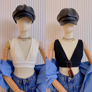 Bra crop top เสื้อครอปตัวสั้นสไตล์บราสุดแซ่บ ผ้าเนื้อร่องสวย