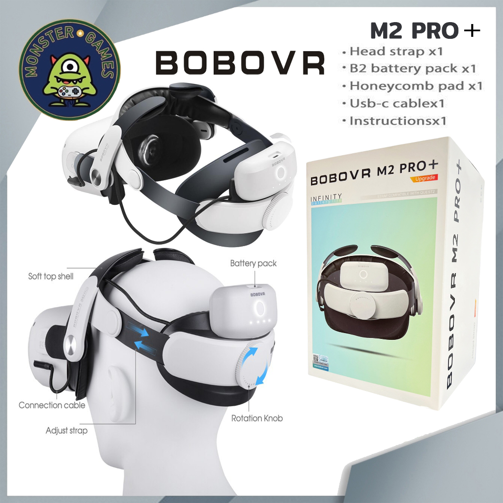 BOBOVR M2 Pro Plus Battery Pack Head Strap *สำหรับ Quest 2 เท่านั้น* (อุปกรณ์เสริม Oculus)(BOBO VR M2 Pro+ Battery Pack)