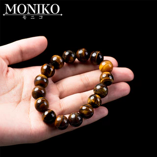 MONIKO สร้อยข้อมือหินตาเสือสีเหลืองธรรมชาติ 6-20มิล หินแห่งโชคลาภและอำนาจ เครื่องประดับนําโชค เหมาะกับการเล่นโยคะ บําบัดพระพุทธรูป