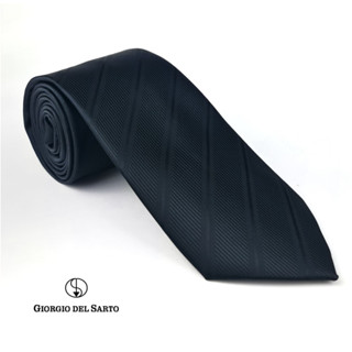 Giorgio Del Sarto Necktie Black 8.5 cm  with Fabric Texture เนคไทสีดำมีเท็กเจอร์