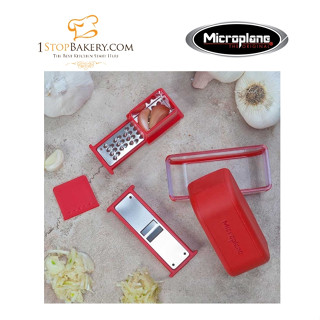 Microplane 48148 Garlic Mince &amp; Slice set, Red (7010)/ชุดกระเทียมบดและฝาน