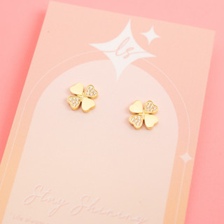 LELISA - Crystal Clover Earring ต่างหูโคลเวอร์แห่งความโชคดี - สี Gold - สแตนเลสแท้