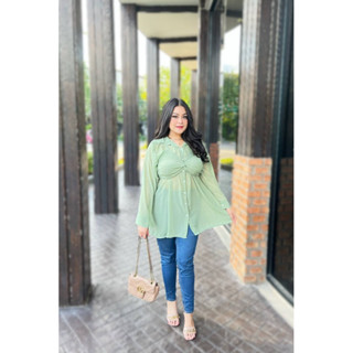 พร้อมส่ง🥝ชุดเซตเสื้อครอป+เดรส สาวอวบอ้วน
