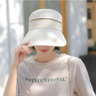 หมวกกันยูวี แคดดี้ปีกกว้าง ซิปทอง ใส่ครึ่งใบได้ UV Protection Hat ปรับรอบหมวกได้ ปีกกว้าง 13 CM