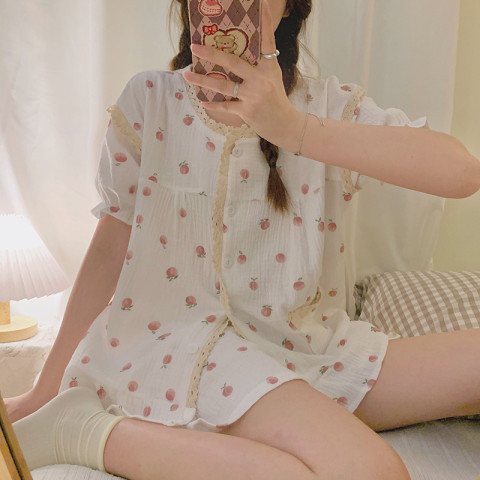 🍒🧸(ราคาต่ำสุด)ชุดนอนลายดอกมรกต，ชุดนอนแสนสบาย，สดและน่ารัก，11 สไตล์ให้เลือก，ขาสั้น+เสื้อ，M-2XL - รูปที่ 5