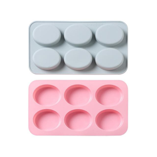 แม่พิมพ์ ซิลิโคน รูปทรง วงรี แบบเรียบ 6 ช่อง silicone mold oval 6 cavities