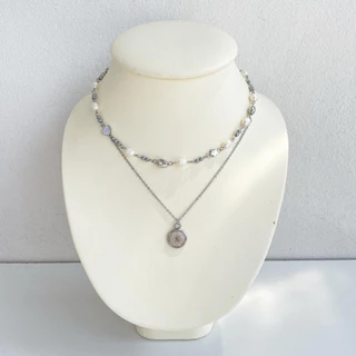 พร้อมส่ง สร้อยคอไข่มุกขาว2ชั้น(รุ่นคุณใบเฟิร์นพิมชนกใส่)