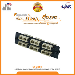 Link UF-2266 Fiber Optic 6 SC Duplex Snap-In Adapter Plate (MM.)