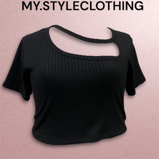 เสื้อครอปสาวอวบ เส้นไขว้หน้า | My.styleclothing