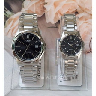 นาฬิกา Casio คู่รัก รุ่น MTP-1183A-1A , LTP-1183A-1A สายสแตนเลส หน้าปัดดำ - ของแท้ 100% รับประกันศูนย์ CMG1 ปี