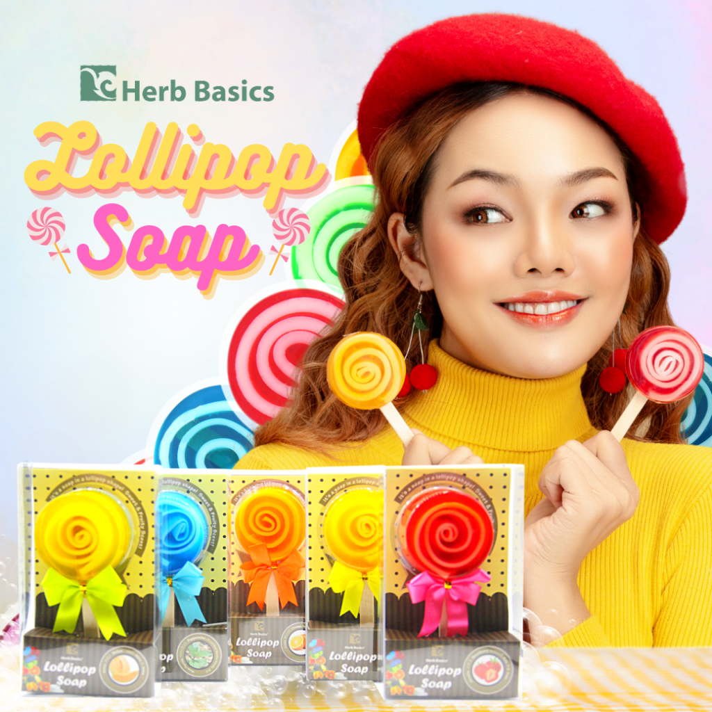 Lollipop Soap Herb Basics สบู่ทรงลูกอมลอลลี่ป๊อป สบู่ก้อนกลิ่นผลไม้สุดน่ารัก หอมสดชื่น ไม่มีกล่อง