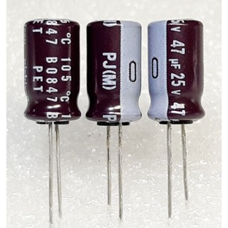 Nichicon PJ 47uf 25v 105°c  capacitor ตัวเก็บประจุ คาปาซิเตอร์