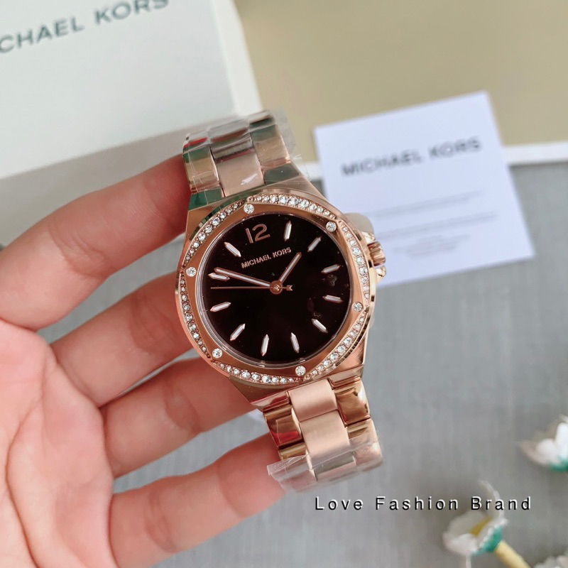 👑ผ่อน0%~แท้100%👑MK7233 นาฬิกาข้อมือ Women's Lennox Three Hand Rose Gold-Tone Stainless Steel Bracele