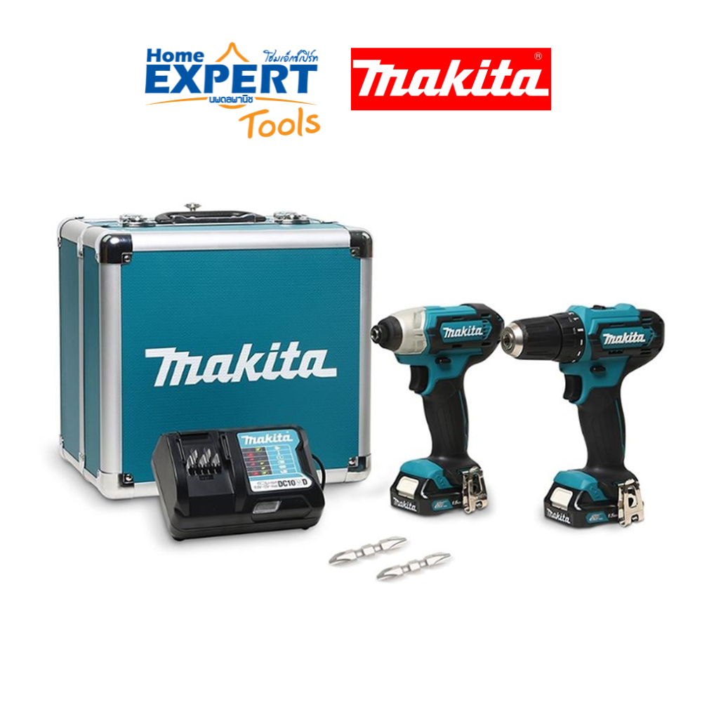 MAKITA เซต CLX224X1 ชุดคอมโบ สว่านไร้สาย + ไขควงกระแทกไร้สาย | DF333DZ + TD110DZ ฟรีกล่องอลูมิเนียม