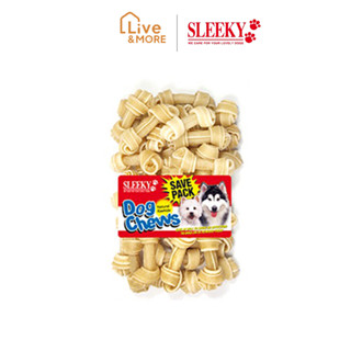 SLEEKY หนังวัวขัดฟันหมารูปกระดูกผูก ขนาด 2.5 นิ้ว แพ็ค 32 ชิ้น
