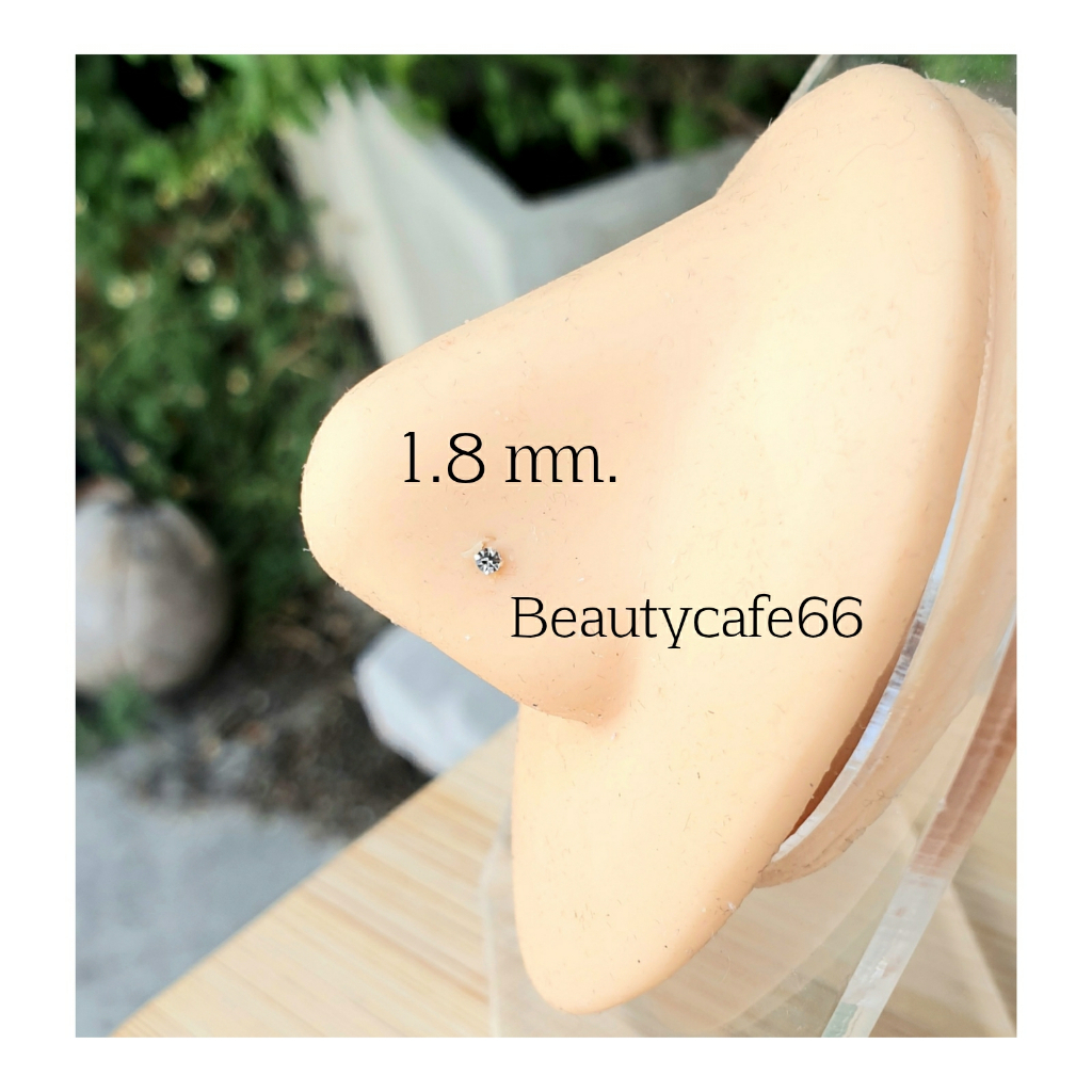 NS18 (1pc.) จิวจมูกCZ เงินแท้ 92.5% จิวเพชร แพ้ง่ายใส่ได้ จิวจมูก Nose Stud Silver stering 925