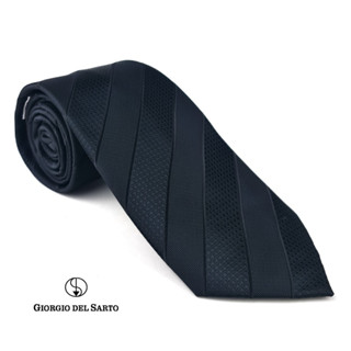 Giorgio Del Sarto Necktie Black 8.5 cm with Fabric Texture เนคไทสีดำมีเท็กเจอร์