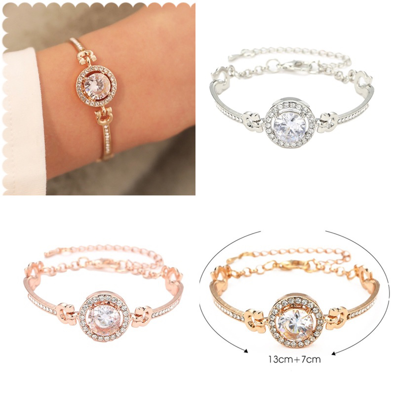 กำไลข้อมือแฟชั่น จี้เพชร มีสีทอง สีเงิน สีrose gold พร้อมส่งจากกรุงเทพ