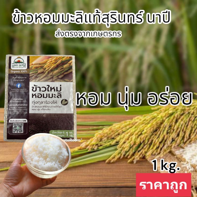 (เมตตา กุลาไรซ์) ข้าวหอมมะลิใหม่สุรินทร์ แพ็ค 1 กิโลกรัม กข105 เกรดคัดพิเศษ อร่อย นุ่ม มีกลิ่นหอม ปล