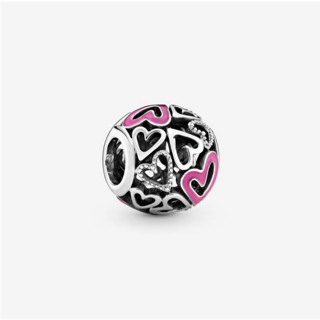 [พร้อมส่ง สินค้าแท้ 💯] Pandora Pink Openwork Freehand Heart Charm