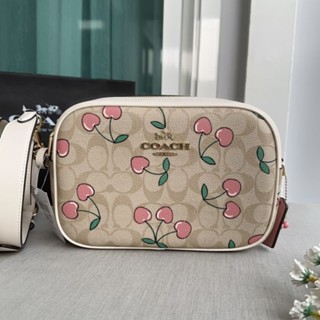 ❤️พร้อมส่ง🇺🇸ของแท้💯USA COACH Jamie Camera Bag In Signature Canvas With Heart Cherry Print