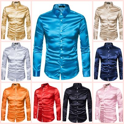 TA20 เสื้อเชิ้ตสีทอง เชิ้ตสีเงิน ผ้าลื่นนิ่ม oversize อกใหญ่สุด 51นิ้ว