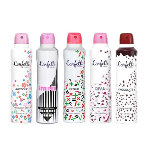 Confetti คอนเฟตติ สเปรย์ระงับกลิ่นกาย สำหรับผู้หญิง 250 มล. (เลือกกลิ่นได้)