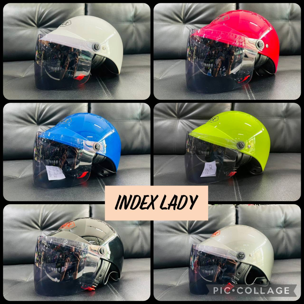 หมวกกันน็อคครึ่งใบ INDEX LADY มี 6 สี เลือกสีชิลด์ได้