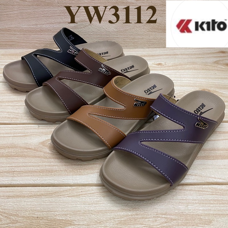 kito YW 3112 รองเท้าแตะสวม (36-39) สีดำ/โกโก้/แทน/มังคุด ยยอ.-