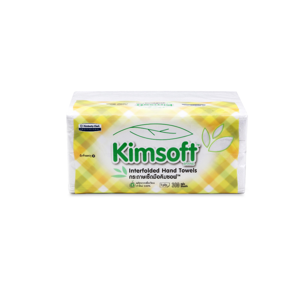 New กระดาษเช็ดมือแบบแผ่นหนา 1 ชั้น เกรดประหยัด Kimsoft Interfold Hand Towel 1 Ply 300’s By Kimberly-Clark Professional