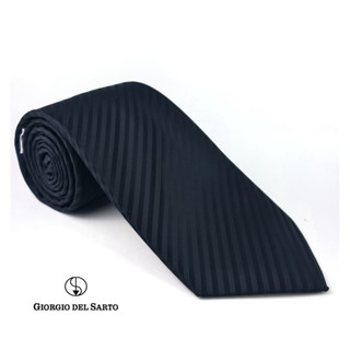 Giorgio Del Sarto Necktie Black 8.5 cm with Fabric Texture เนคไทสีดำมีเท็กเจอร์