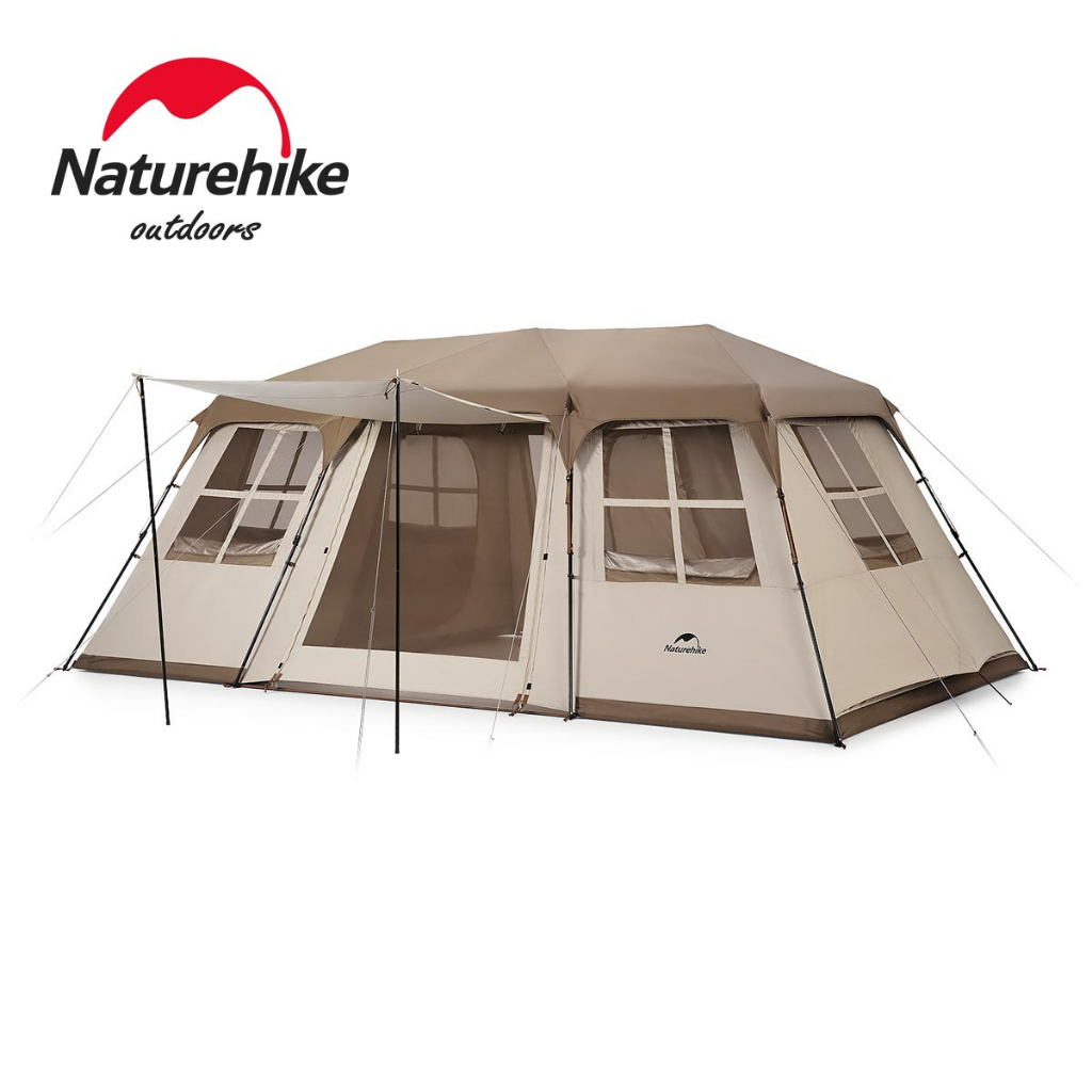 Naturehike Village17 เต็นท์ตั้งแคมป์สองห้อง สำหรับเดินป่าและกางเต็นท์กลางแจ้ง พื้นที่ใช้สอยภายในกว้า
