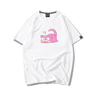 Pokémon Anime T-shirt Slowpoke เสื้อยืดลายการ์ตูนน่ารักแขนสั้น ins super fire แขนสั้น