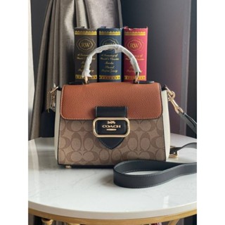 📮@2,090.-🏖🏖 SUMMER HOLYDAY SALE 9 %🏖🏖+🛒ส่งฟรี EMS🛒💯COACH MORGAN TOP HANDLE SATCHEL IN COLORBLOCK SIGNATURE CANVAS