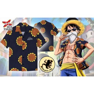 พร้อมส่ง หมดไวมากจ้า One Piece เสื้อฮาวาย วันพีช ลิขสิทธิ์แท้ ลาย ดอกทานตะวัน คอสเพลย์ ลูฟี่