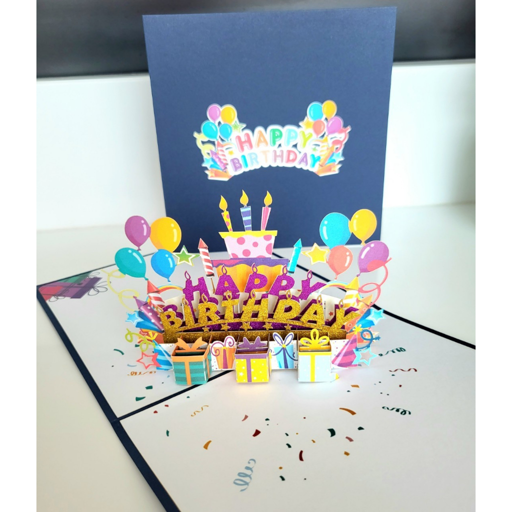 การ์ด Pop Up 3D - B'Day Balloon - การ์ดอวยพรวินเกิด พร้อมซอง