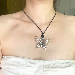 butterfly silver 🦋 สร้อยเชือกผีเสื้อ สร้อยคอY2K