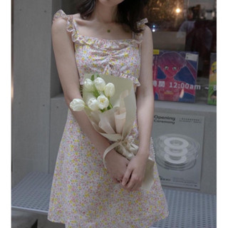 Gypso Ruffles Dress เดรสสั้นลายดอกไม้(พร้อมส่งแต่ size S )