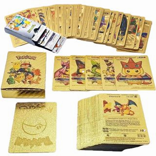 🃏COD🃏 55 ชิ้น/กล่อง Pokemon Gold Foil Cards ภาษาอังกฤษ Trading Card Collection การ์ดโปเกม่อน