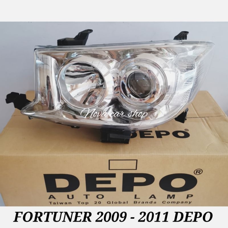 DEPO​ ไฟหน้า​โปรเจค​เตอร์​ TOYOTA​ FORTUNER​ 2009​ 2010​  2011​  DEPO​ รุ่นหน้าหยัก