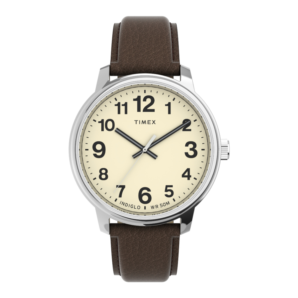 Timex TW2V21300 EASY READER CLASSIC  นาฬิกาข้อมือ ผู้ชาย สีน้ำตาล หน้าปัด 43 มม.