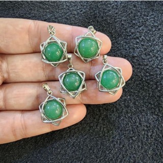 จี้หินกรีนอเวนเจอรีน(Green Aventurine)อเวนจูรีน กรีนอะเวนจูรีน สตาร์ออฟเดวิด(Star of David)ชิ้นละ200