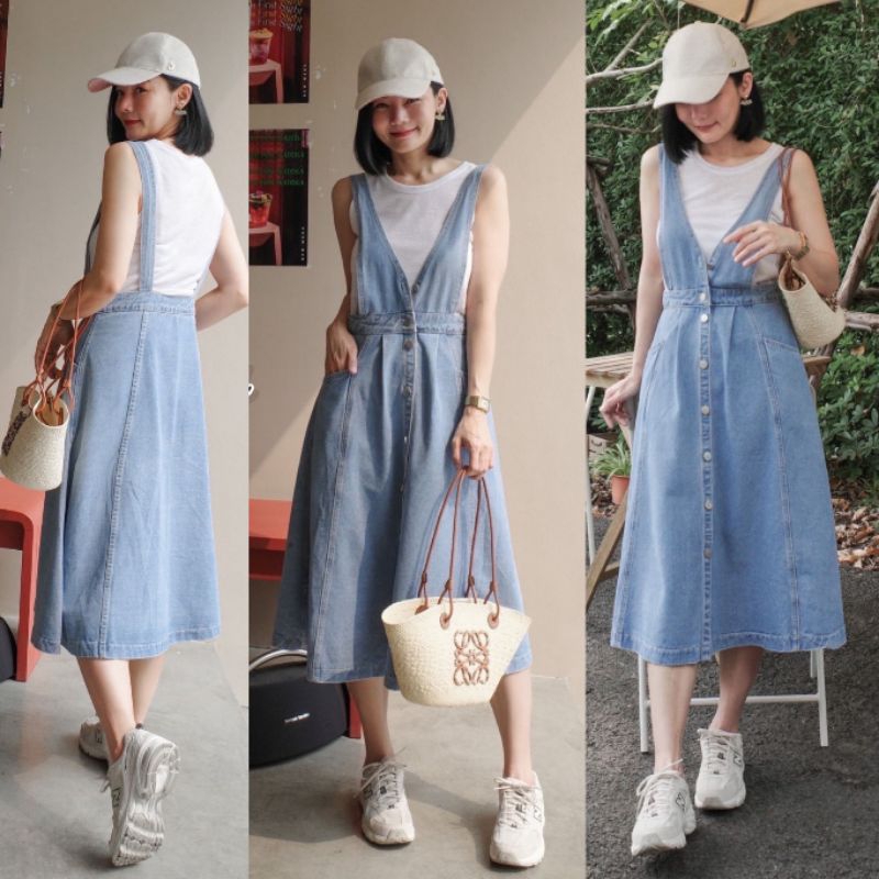 PW#มีS-M#เอี๊ยมกระโปรง#เอี๊ยมยีนส์#กระโปรงยีนส์#password