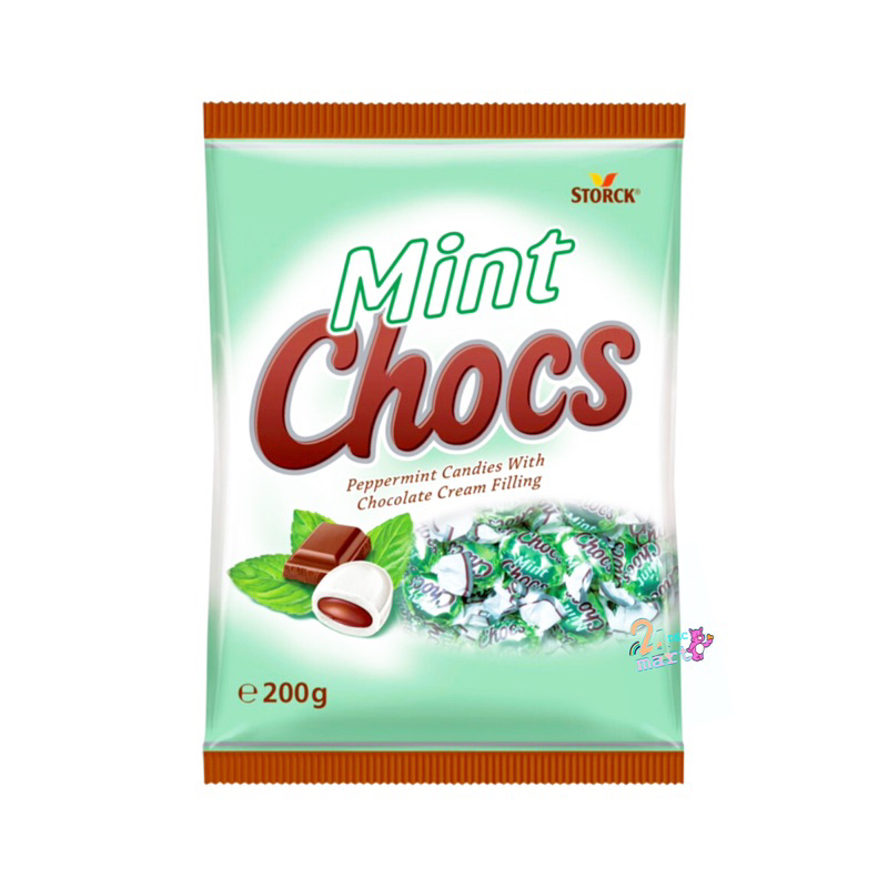 Mint Chocs Candy ลูกอมรสมินต์สอดไส้ช็อกโกแลต 200 กรัม Werther Mint Chocolate candy