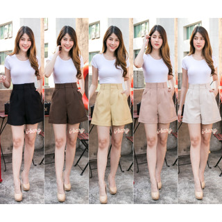 กางเกงขาสั้นผ้าไอด้า ซิปหน้าตะขอหน้าตีเกล็ดหน้า เบิ้ลปลายขา …
