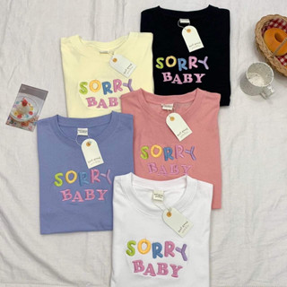 เสื้อโอเวอร์ไซส์งานปักลายsorryป้ายfeelgood (เนื้อผ้าคอลตอน)