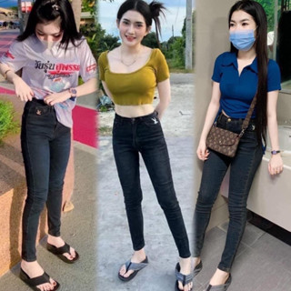 กางเกงยีนส์ปักนกหน้า-หลัง ผ้ายืดมีไซส์ S-38 สาวอวบใส่ได้ค่า
